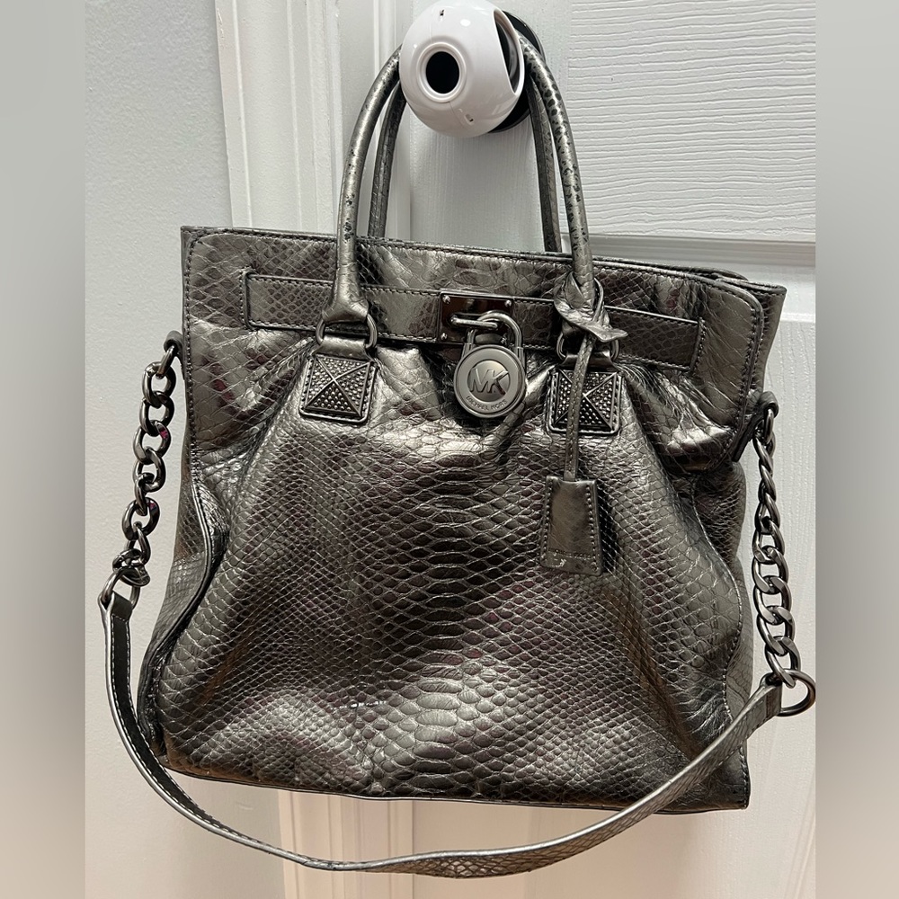 Michael Kors Hamilton Python Embossed Tote - image 1